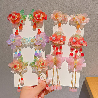 Kẹp Tóc Handmade Phong Cách Ngọt Ngào Cho Trẻ Em, Tua Rua Trang Trí, Phù Hợp Tóc Dày Và Xoăn