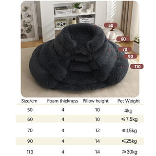Giường cho chó, Giường Sofa cho thú cưng mềm mại cỡ lớn, Tổ thú cưng ấm áp mùa đông có gối Vỏ có thể tháo rời và Giường mèo chỉnh hình