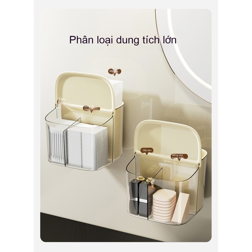 Hộp đựng bông tẩy trang đa chức năng chống bụi, có nắp ngăn thoáng khí có thể giữ tăm bông