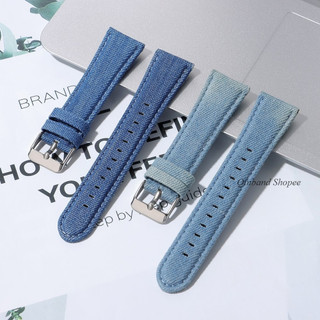 Vintage Rửa Denim Nylon Dây Đeo Đồng Hồ 22 Mm 24 Mm Cho Nữ Vải Đồng Hồ Vòng Tay Đa Năng Cổ Tay Dây Đeo Đồng Hồ Khóa Vàng