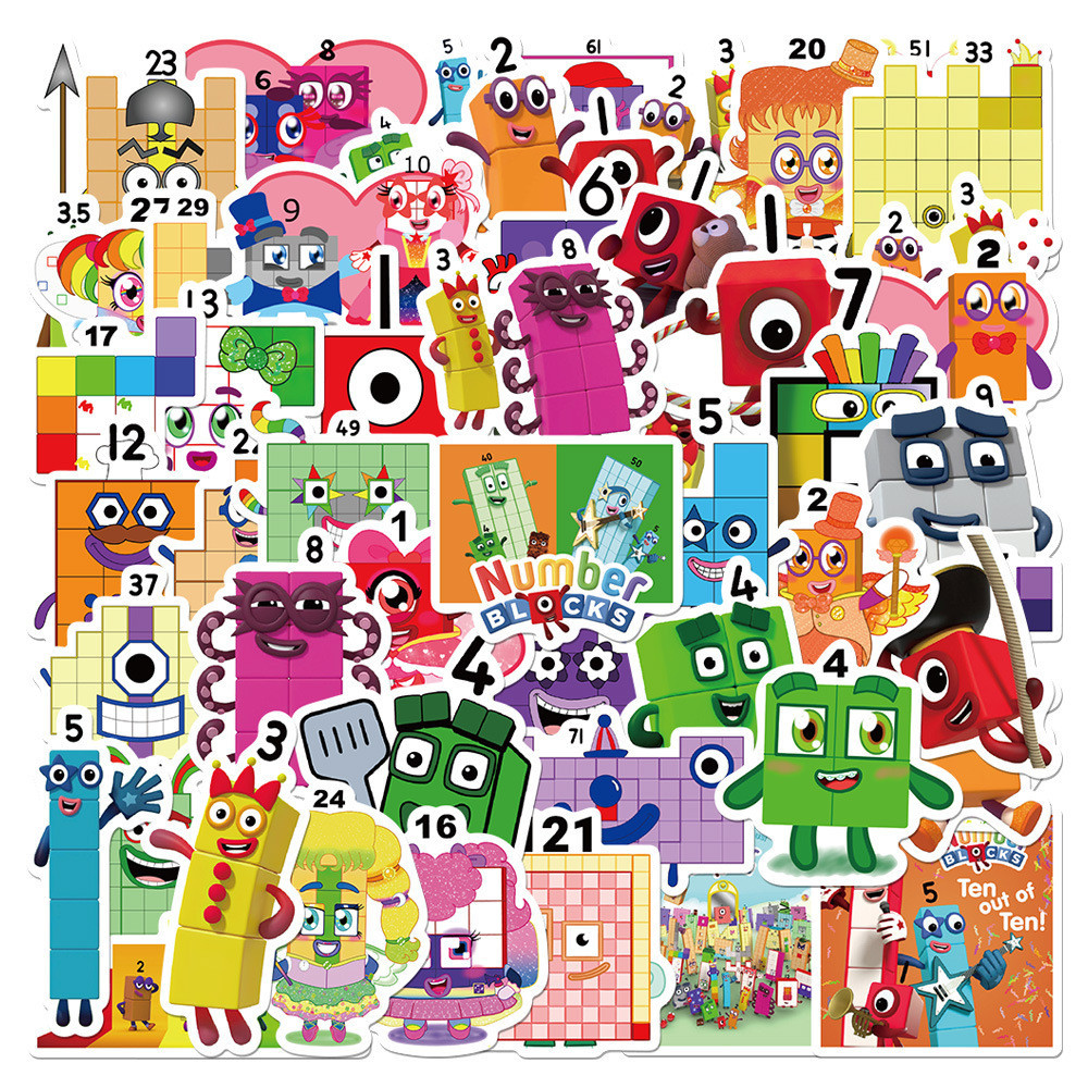(8042) 50 miếng dán sticker Numberblocks English hoạt hình đổ chơi học ...