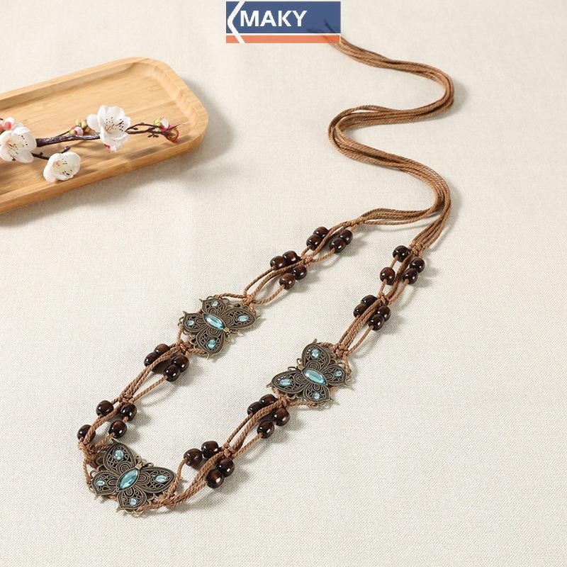 Onetimingcool Phong Cách Bohemian Dệt Nước Phong Cách Dân Tộc Hạt Nữ Thắt Lưng Kỳ Nghỉ Phong Cách Dây Thắt Lưng VN