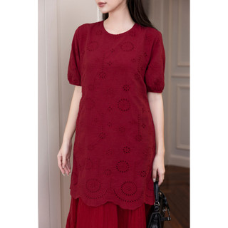 SWANLAKE | Váy Đầm Nữ Suông Maxi Xòe Tay Ngắn Cotton Thêu Hoa Tiệc Công Sở Thanh Lịch D13052