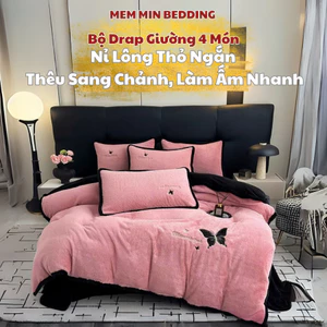 Set vỏ chăn ga gối nỉ lông thỏ Memminbedding làm ấm nhanh, mềm mại, phong cách công cháu - SGN334