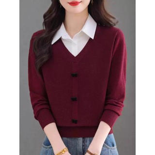 Áo len rời dệt kim dài tay, phong cách Hàn Quốc, đơn giản và thoải mái cho mọi hoạt động hàng ngày.