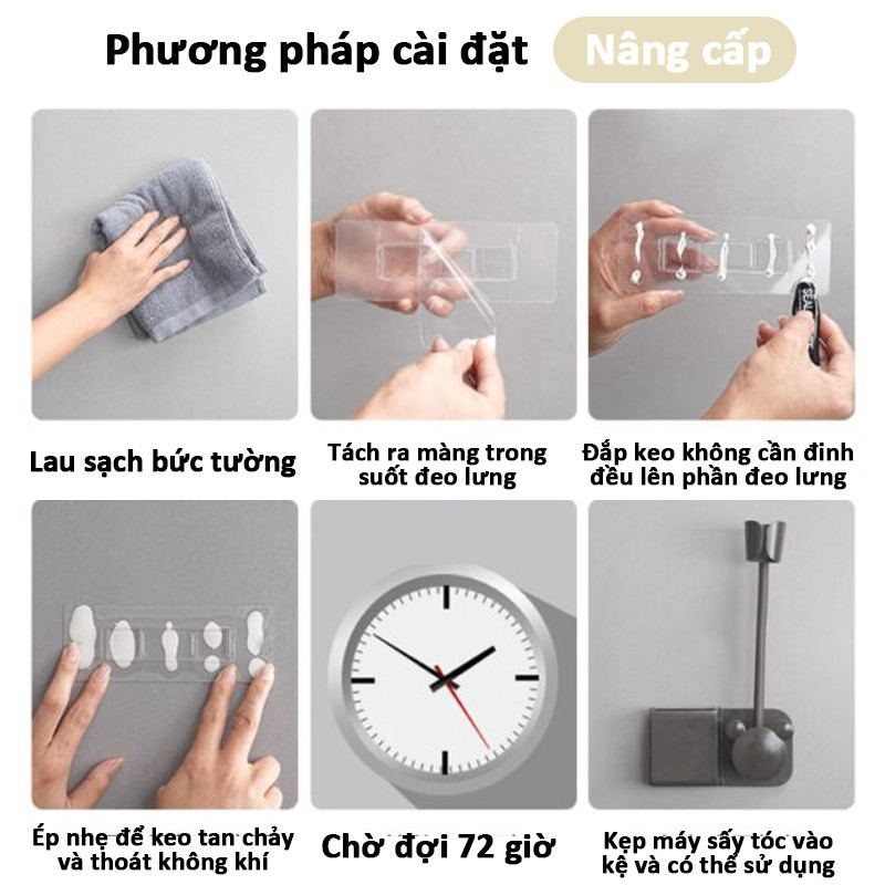 Giá Treo Máy Sấy Tóc Gắn Tường, Kệ Dán Tường Nhựa ABS Đa Năng Có Ngăn Đựng Đồ Tiện Lợi Phòng Tắm