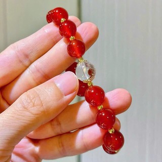 [N1096] - Vòng Tay Ngọc Trai Đá Lớn Nhân Tạo Màu Đỏ, Sang Trọng, Móc Cài Chắc Chắn, Phù Hợp Cho Nữ - DAISYN.