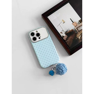 Màu xanh chấm bi + nơ buộc bóng cho iphone17 16promax 15promax 12 / 13 / 14 / 15 / 16 17pro iphone11promax ốp lưng TPU iphone mới chống bụi