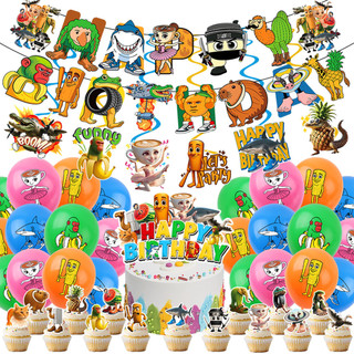 ST2 Tung Tung Saur Tralaero Tralala trẻ em trang trí tiệc sinh nhật biểu ngữ bánh topper bóng bay TS2