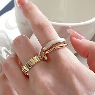 Nhẫn kim loại thiết kế đơn giản với họa tiết nhỏ giọt dầu, trang sức thời trang nữ