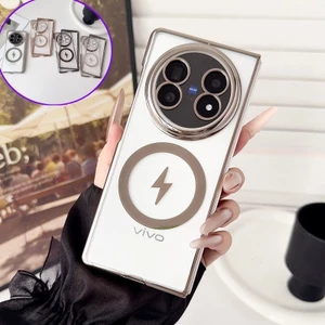Ốp lưng trong suốt mạ điện từ tính cho Vivo X Fold 5 Fold3 Pro 3 6D Vỏ chống sốc khắc Laser