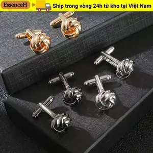 ESSENCEH Khuy măng sét dành cho nam, Khuy măng sét hợp kim màu đen màu vàng bạc, Bộ đồ sơ mi sang trọng mới lạ Cuff Liên kết nam