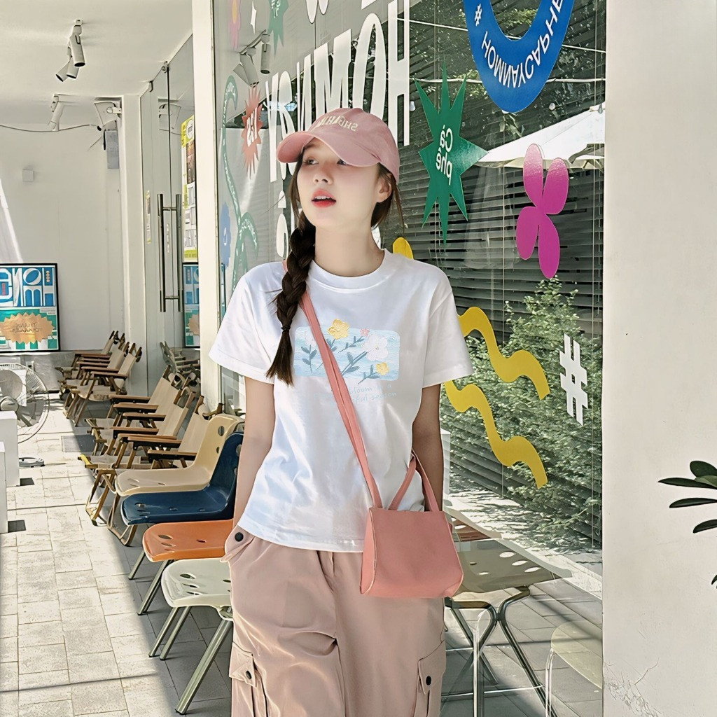 （Giao hàng 24h）Angela Áo thun nữ form vừa SUNTEE STFV547 phong cách basic in hình 047 vải cotton cao cấp thoáng mát