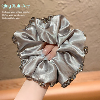 Cao Cấp Pha Lê Viền Satin Scrunchy Tóc Nữ 2026 Phong Cách Mới Buộc Bóng Dây Tóc Ánh Sáng Sang Trọng Phụ Kiện Tóc Mũ Đội Đầu