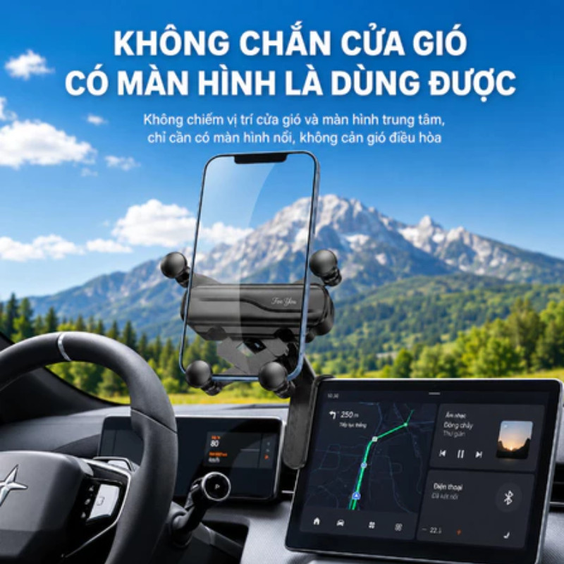 Giá đỡ điện thoại ô tô kẹp màn hình, xoay 360°, khóa tự động chắc chắn, hỗ trợ xem bản đồ