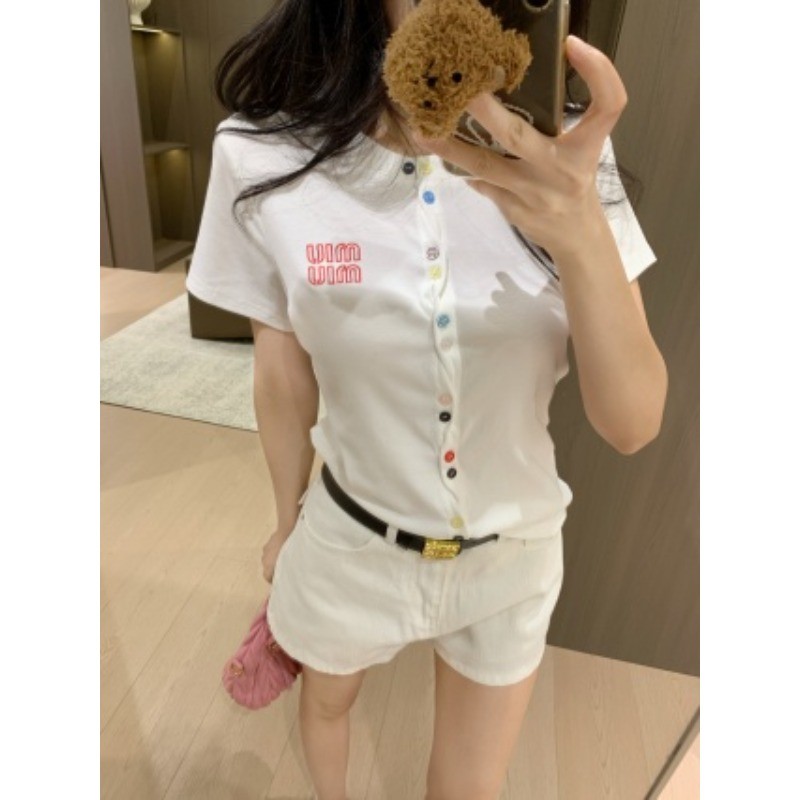 Áo sơ mi thêu cổ tròn mới dành cho nữ