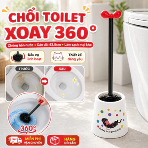 🔥Xoay 360° chổi vệ sinh phòng tắm đáng yêu cán dài / Chổi chống bắn vệ sinh bồn cầu cao cấp / Dụng cụ lau sạch mọi khe