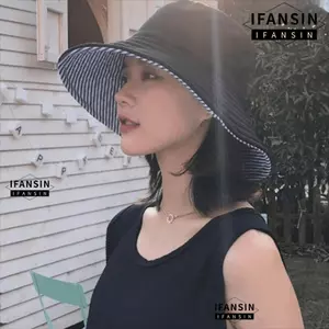 Mũ ngư dân FANSIN, Mũ chống nắng chống tia cực tím, Mũ lưỡi trai hai mặt sọc trơn thông thường Mũ Panama du lịch đi biển ngoài trời