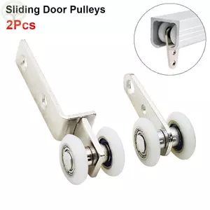 Khối ròng rọc vòng bi AMBU 2 chiếc, Ròng rọc cửa trượt bằng kim loại 40x19mm 60x19mm, Im lặng mượt mà bền bỉ với hai bánh xe nhựa Phụ kiện rèm bánh xe