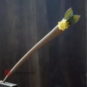 WHX [Vàng Thu Tháng Mười] Kẹp Tóc Gỗ Đàn Hương Xanh Văn Học Retro Kẹp Tóc Phong Cách Dân Tộc Kẹp Tóc