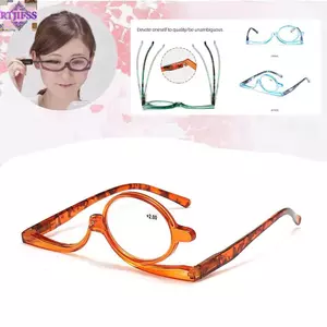 Kính đọc sách trang điểm xoay RTJIFSS, + 1.0 ~ + 4.0 Diopter Flip Down Lens Kính mắt gấp, Kính mắt thời trang Chăm sóc thị lực Khung đầy màu sắc Kính mỹ phẩm Phụ nữ