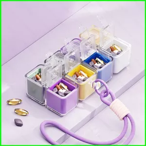 YB2 8 Ngăn Thuốc Tổ Chức Nhiều Màu Sắc Hàng Ngày Hộp Bảo Quản Thuốc Du Lịch Viên Vitamin Hộp Đựng