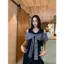 Áo thun ngắn kẻ sọc quây Thắt nơ khâu nữ mùa hè Phong cách mới Thiết kế thời trang Sense Slim-fit Top