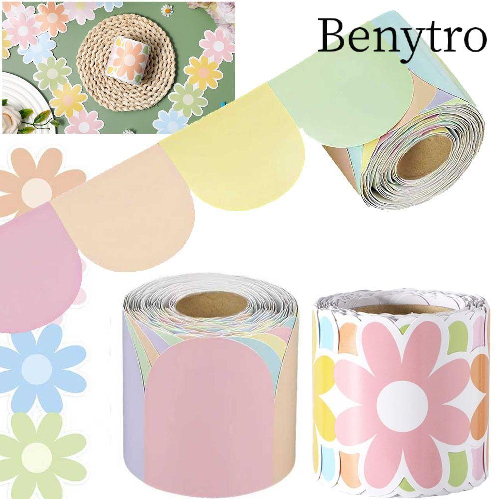 Benytro Nhãn dán viền áp phích BENYTRO, Giấy viền gợn sóng hoa chống thấm nước, Nhãn dán trang trí bảng màu đen màu DIY cho bảng tin lớp học Tiệc tại nhà