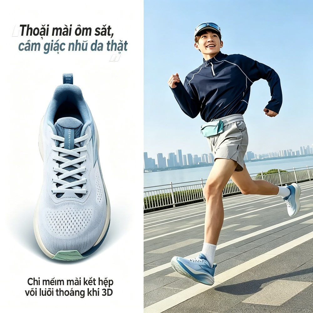361° 【10km】Giày Chạy Chậm O2 Bề Ngang Rộng Lưới Thoáng Êm Chân Bảo Vệ Đầu Gối Chạy Mới 2026