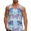 Bướm 3D Tank Top Nam, Áo thể thao mùa hè chuyển màu đầy màu sắc, Áo thun đường phố mềm mại thoáng khí