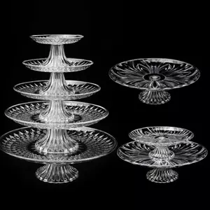 Đĩa Phục Vụ Trong Suốt Acrylic Trái Cây Món Tráng Miệng Khay Salad Bánh Cupcake Trưng Bày Chân Đế Đĩa Ăn Tròn Đồ Dùng Nhà Bếp VN