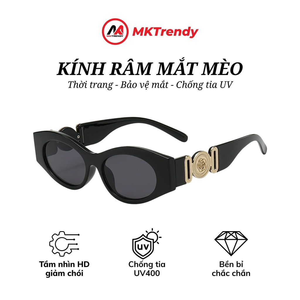 [Live x MKTRENDY] Kính râm mắt mèo chống tia UV kính mát thời trang nam nữ phong cách Hàn Quốc sang trọng T37