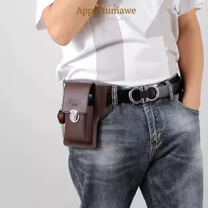 Thắt lưng nam IAPPORTUNIA, Thắt lưng điện thoại màu trơn PU, Túi da cổ điển