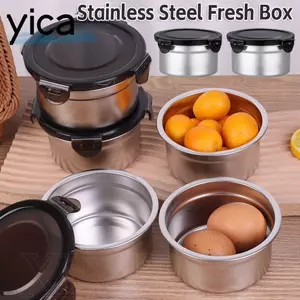 YICA 1 Hộp Đựng Thực Phẩm, Giữ Tươi Bữa Ăn Trưa Chuẩn Bị Hộp Cơm Trưa, Bếp Tủ Lạnh Bền Bát Tròn 304 Thép Không Gỉ Kín Nắp Sắc Nét