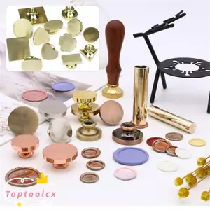 TOPTOOLCX Sáp Đồng Đầu Dấu Tem Thêu Sò Tròn Retro Trái Tim Tình Yêu Cưới Lời Mời Sáp Niêm Phong Tem