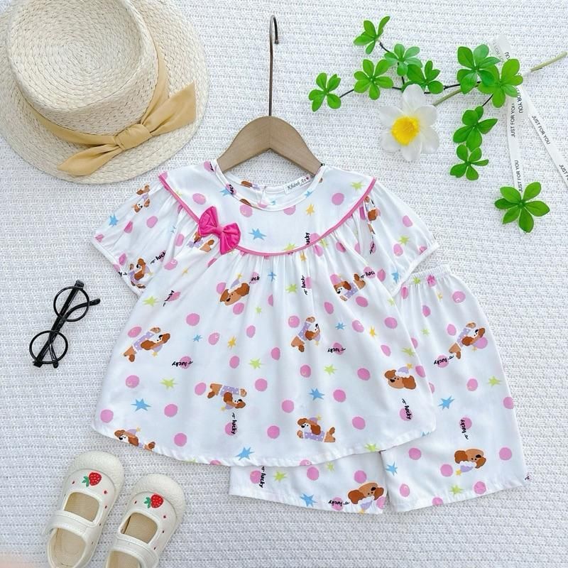 Hàng Mới Về KA190 Đồ Bộ Tole Lanh Khánh An Baby Cho Bé Gái Dáng Babydoll Size 8-42kg E12