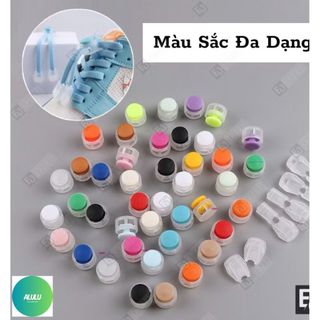 Combo 5 Bộ Khoá Dây Giày Thông Minh Không Buộc Dây, Chốt Cài Dây Giày Nhựa Tròn Cho Bé Người Lớn, Phụ Kiện Giày 15 Màu