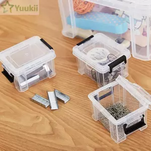 Hộp lưu trữ Mini YUUKII, Hộp đựng đồ gia dụng để bàn bằng nhựa, Hộp đựng đồ lặt vặt đa chức năng trong suốt bền bỉ tại nhà