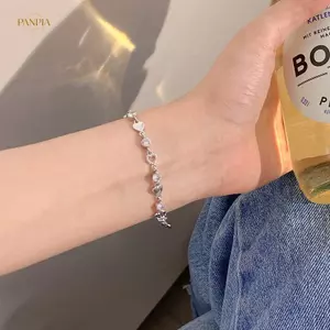 PNPIA- Vòng Tay Zircon Bạc Cho Nữ Thời Trang Ngọt Ngào Bé Gái Lấp Lánh Vòng Tay Quyến Rũ Tinh Tế Dây Xích Vòng Tay Trang Sức Quà Tặng