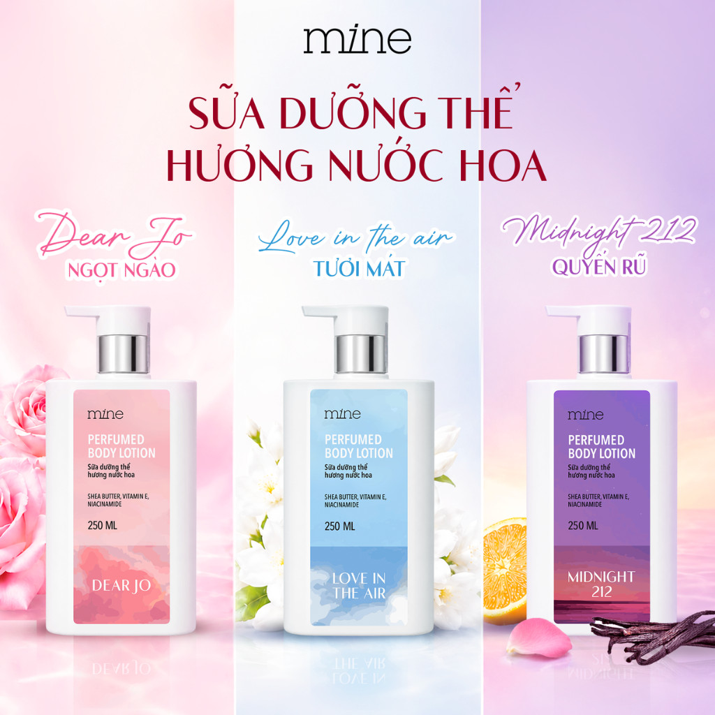 [TẶNG KEM Ủ TÓC 490K] Sữa Dưỡng Thể Mine Perfumed Body Lotion Hỗ Trợ Nuôi Dưỡng Da Mịn Màng Sáng Khỏe 250ml