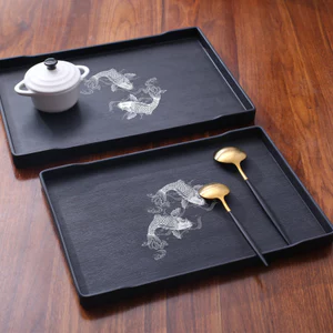 Chính Hãng Phong Cách Trung Quốc Cá Chép Chơi Trong Nước Khay Trà Hình Chữ Nhật Nhà Cốc Nước Trà Khay Nhựa Chống Thấm Nước Khay