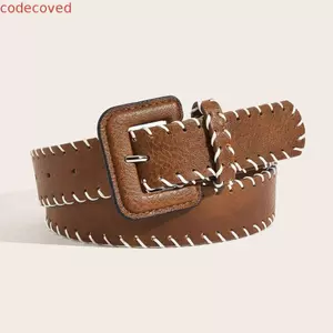 Dây thắt lưng da PU COSCOVED, Thắt lưng rộng cổ điển phong cách Hàn Quốc, Giảm béo thời trang Vintage Bông tai Kẹp thắt lưng cao bồi phương Tây Lady