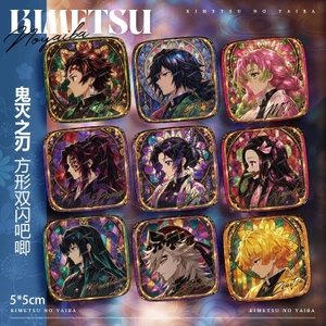 Demon Slayer Vuông Huy Hiệu Pin Giyu Tanjiro Mitsuri Shinobu Anime Sưu Tập Nút Thổ Cẩm 5cm