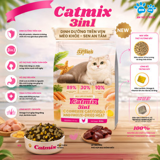 Hạt Cho Mèo 5Plus Catmix 5kg Cho Mọi Lứa Tuổi & Dòng Topping và Phủ Ruốc Trị Kén Ăn Giúp Lông Mượt