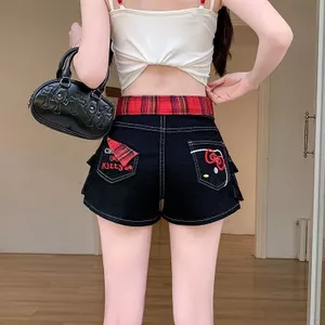 Quần Short Denim Retro Nữ Phong Cách Mới Mèo Thiết Kế Thêu Mỏng Hơn Nhìn Siêu Quần Short