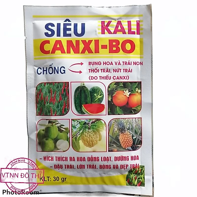 Siêu Kali Bo Canxi Chống rụng hoa, quả non, thối trái, nứt trái, tăng khả năng thụ phấn dưỡng hoa quả to đẹp gói 30g