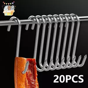 20 CÁI Dụng cụ móc hình chữ S bằng thép không gỉ Thịt thịt cho đồ tể Chien BBQ Thịt lợn Xúc xích thịt xông khói Móc nướng ELWW