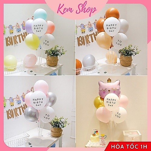 Set bóng kèm trụ bóng 7 nhánh cao 70cm trang trí sinh nhật, đám cưới, sự kiện siêu đẹp - K300