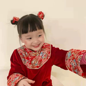 Phụ Kiện Tóc Năm Mới Làm Giàu Tóc Màu Đỏ Lễ Hội Nổ Kẹp Chúc May Mắn Năm Mới Kẹp Tóc Gong Xi Fa Cai Văn Bản Kẹp Bên QRFD
