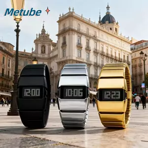 Đồng hồ điện tử LED METUBE, Mặt số hình chữ nhật Đồng hồ điện tử nam thời trang Mỹ, Dây đeo đồng hồ silicon chống nước sáng tạo Đồng hồ thể thao phong cách Unisex
